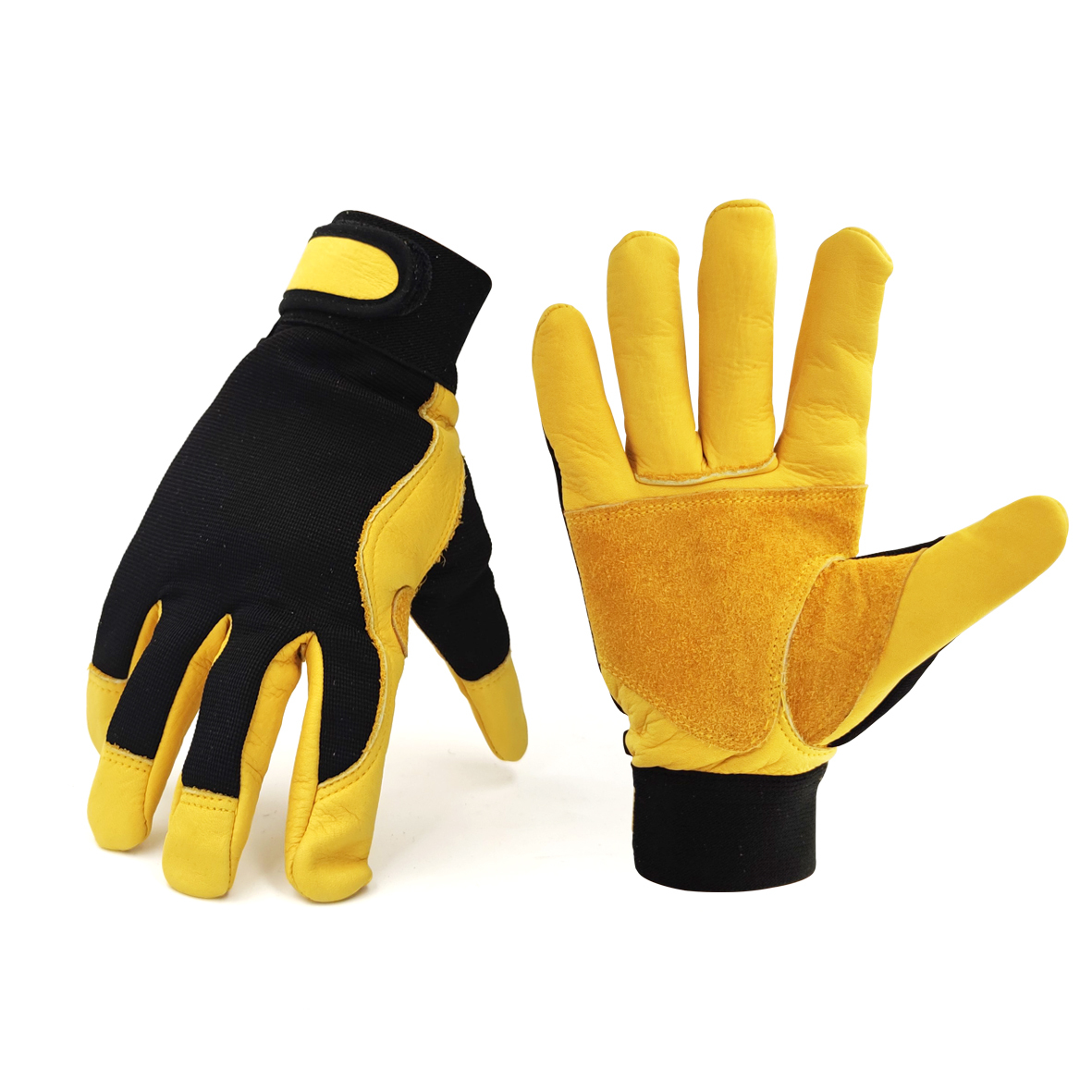 Cowhide Split Leather Work Gloves Heavy Duty Truck Driving For Warehouse Gardening Farm