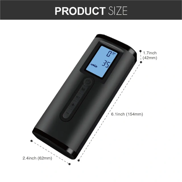 Wireless Cordless Rechargeable Digital Display Tyre Compressor Tire Inflator for Car/Motorbike/Bike/Balls