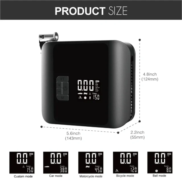 12V Wireless Cordless Rechargeable Digital Display Tyre Compressor Tire Inflator for Car/Bike/Balls