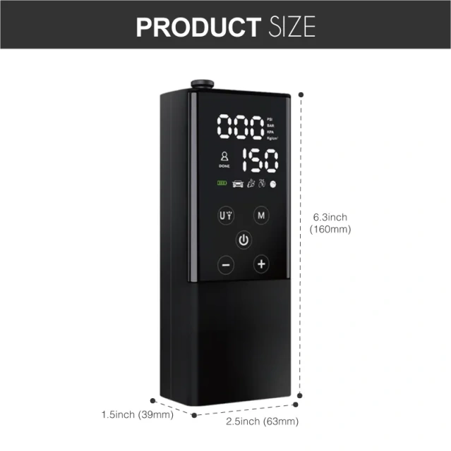 Wireless Cordless Rechargeable Digital Display Tyre Compressor Tire Inflator for Car/Motorbike/Bike/Balls