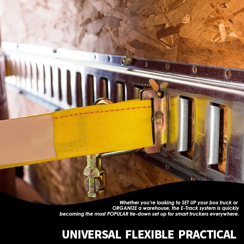 Steel E-Track Tie-Downs Horizontal E-Tracks Bolt-On Tie Down Rails for Cargo on Pickups Trucks Trailers Vans