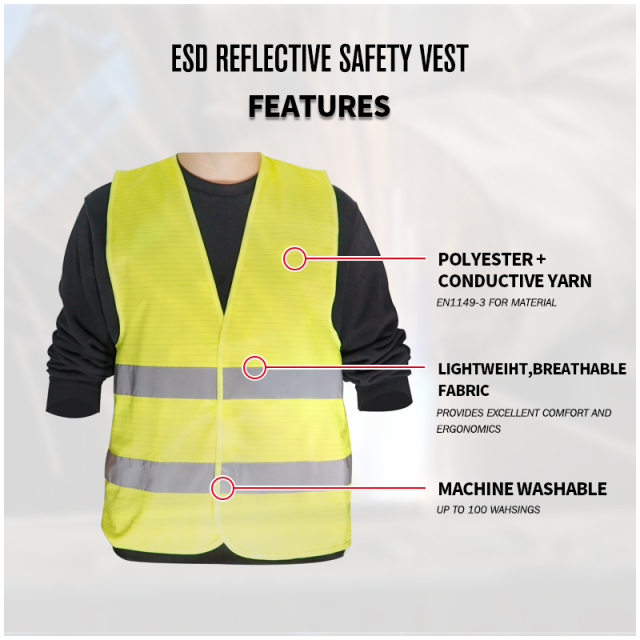 ESD High Visibility Reflective Safety Vest Anti Static
