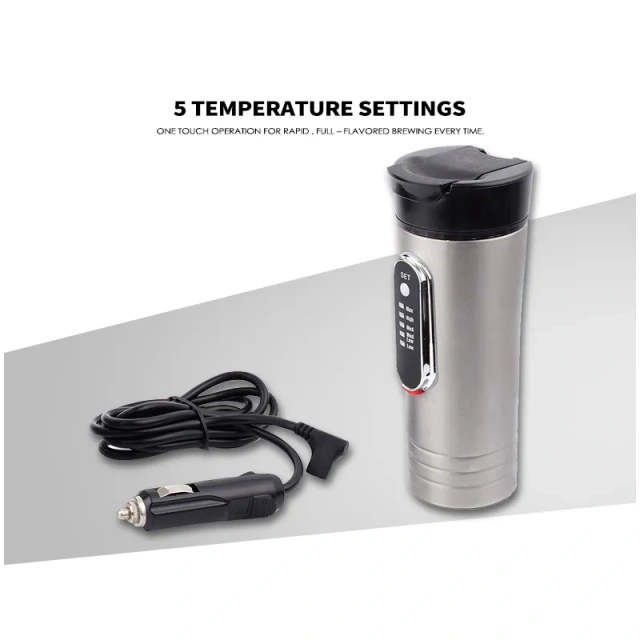 12V Stainless Steel Mini Coffee Cup Travel Kettle Heated Mug