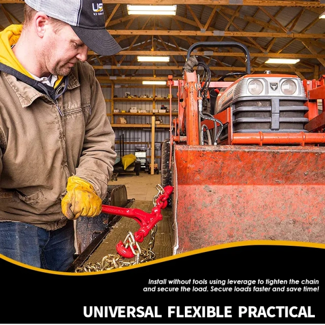 OEM Heavy Duty Red 3/8" Drop Forged Ratchet Type Load Binder for Trailers Trucks