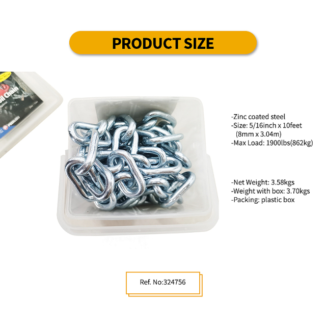 Custom 1900lbs Coil Chain Zinc Coated Steel 5/16" Diameter Coil Chain