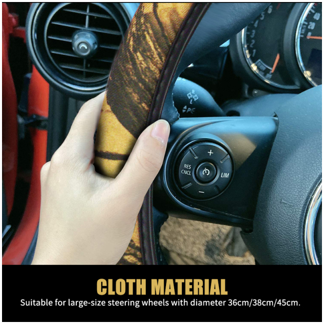 Large Size Steering Wheel Cover Cloth Material Great Grip Anti-Slip Design