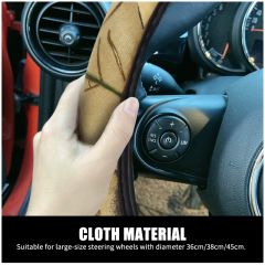 Large Size Steering Wheel Cover Cloth Material Great Grip Anti-Slip Design