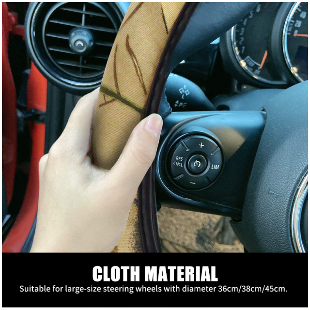 Large Size Steering Wheel Cover Cloth Material Great Grip Anti-Slip Design