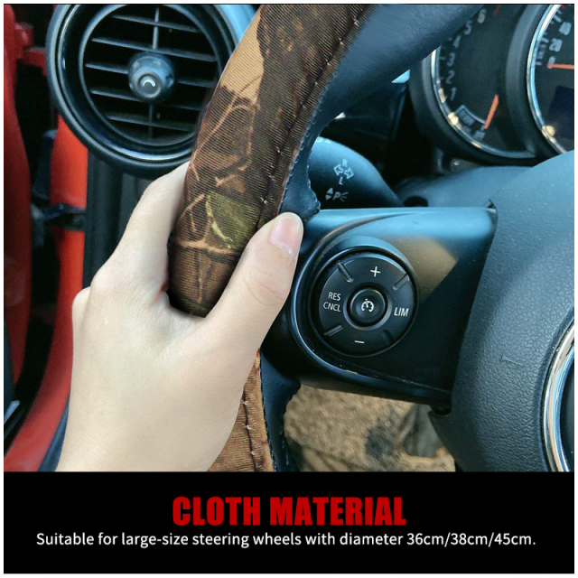 Large Size Steering Wheel Cover Cloth Material Great Grip Anti-Slip Design
