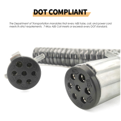 15ft Black Electrical Coil Leads Trailer Electrical Power Cord