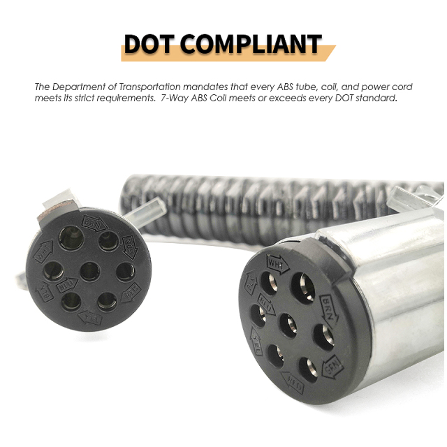 15ft Black Electrical Coil Leads Trailer Electrical Power Cord