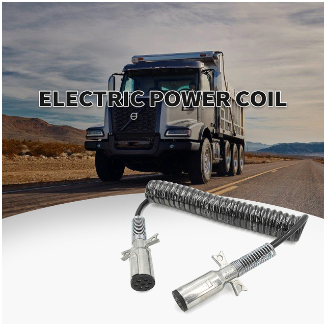 15ft Black Electrical Coil Leads Trailer Electrical Power Cord