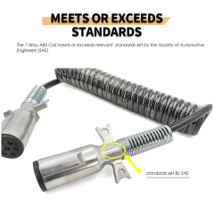 15ft Black Electrical Coil Leads Trailer Electrical Power Cord