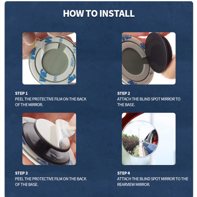 2" Round HD Glass Frameless Wide Angle Adjustable Convex Rear View Blind Spot Mirrors For Cars