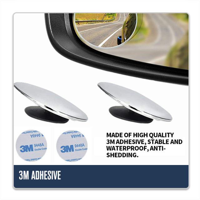 2" Round HD Glass Frameless Wide Angle Adjustable Convex Rear View Blind Spot Mirrors For Cars