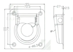 Trailer Recessed pan tie down anchor point fitting breaking force 4400 lbs