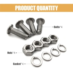 4 Sets Premium Stainless Steel License Plate Screws Kit, Rust-Proof & Anti-Rattle License Plate Bolts