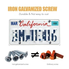 4 Sets Premium Iron Galvanized Screws Kit, Rust-Proof & Anti-Rattle License Plate Bolts