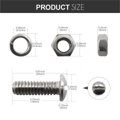 4 Sets Premium Stainless Steel License Plate Screws Kit, Rust-Proof & Anti-Rattle License Plate Bolts