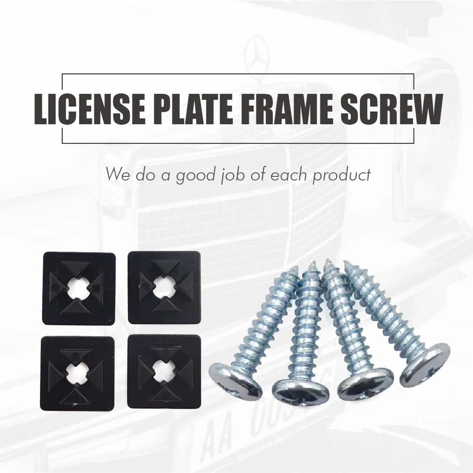 4 Sets Premium Iron Galvanized Screws Kit, Rust-Proof & Anti-Rattle License Plate Bolts