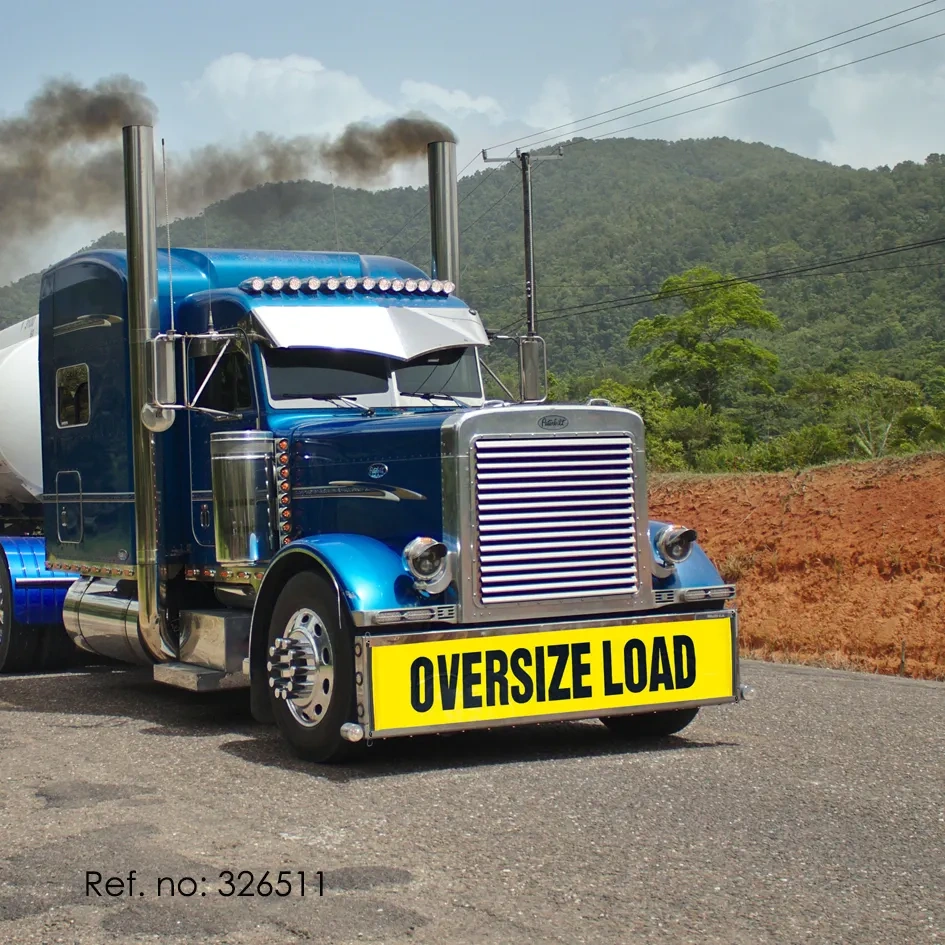 FMCSA 393.87 approved UV resistant Grade 4 18 x 84 Inches Two Sides Printed Silk Screen Print UV Print Safety Banner Oversize/Wide Load sign With Bungee Hooks