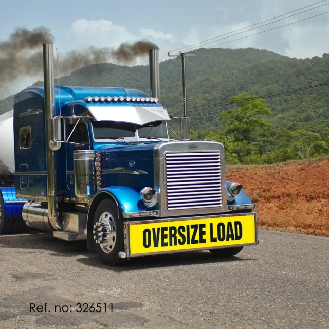 FMCSA 393.87 approved UV resistant Grade 4 18 x 84 Inches Two Sides Printed Silk Screen Print UV Print Safety Banner Oversize/Wide Load sign With Bungee Hooks