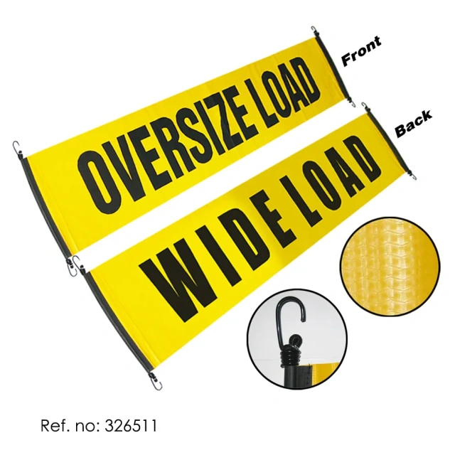 FMCSA 393.87 approved UV resistant Grade 4 18 x 84 Inches Two Sides Printed Silk Screen Print UV Print Safety Banner Oversize/Wide Load sign With Bungee Hooks