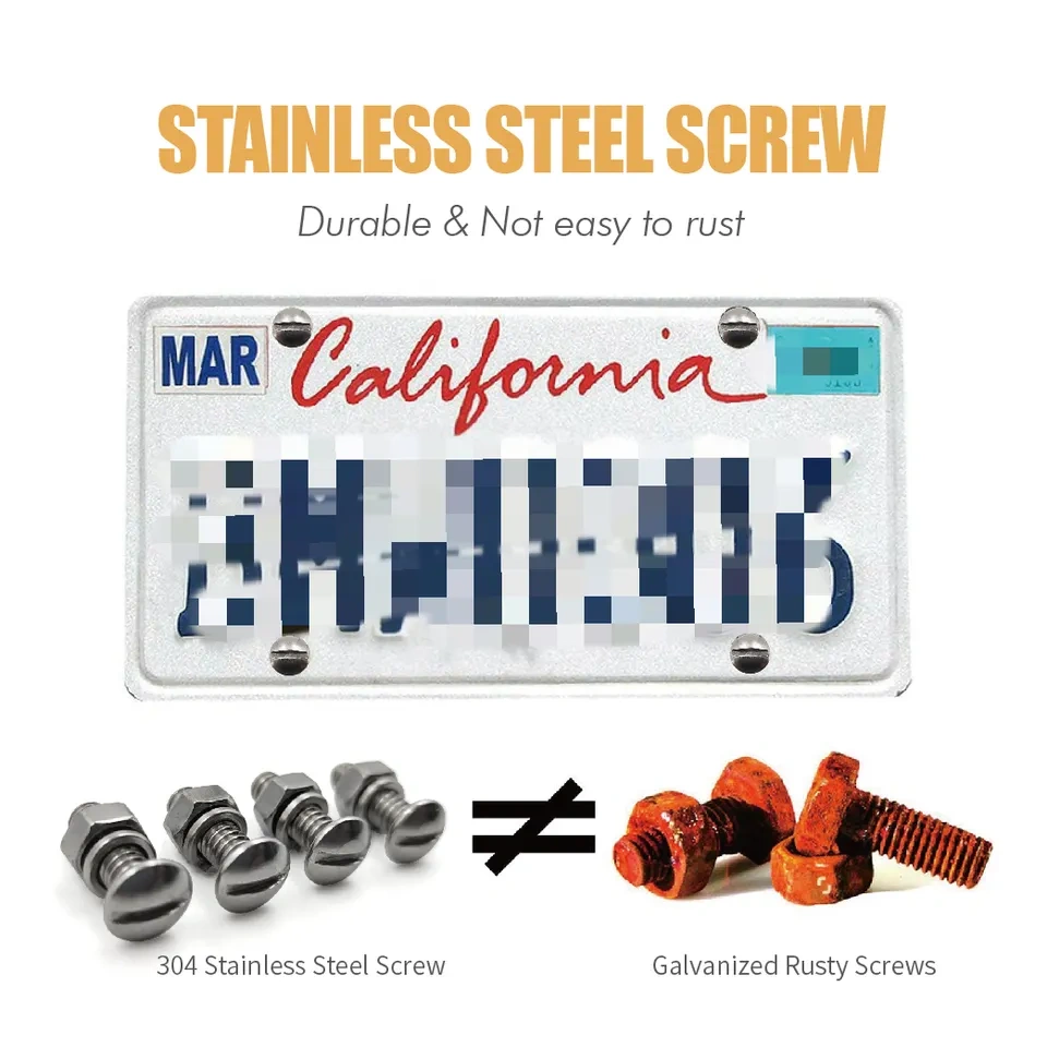 4 Sets Premium Stainless Steel License Plate Screws Kit, Rust-Proof & Anti-Rattle License Plate Bolts