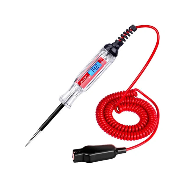 Heavy Duty 3-48V Backlit Digital LCD Circuit Tester With 140 Inches Extended Spring Wire