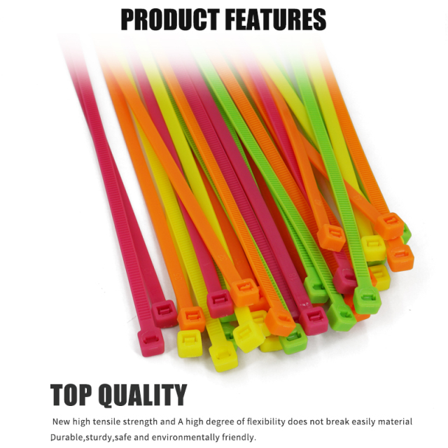 Colored Nylon 6/6 Zip Ties 50 lbs Strength Multi-Purpose Cable Ties Bag of 100pcs