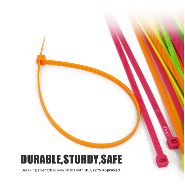 Colored Nylon 6/6 Zip Ties 50 lbs Strength Multi-Purpose Cable Ties Bag of 100pcs