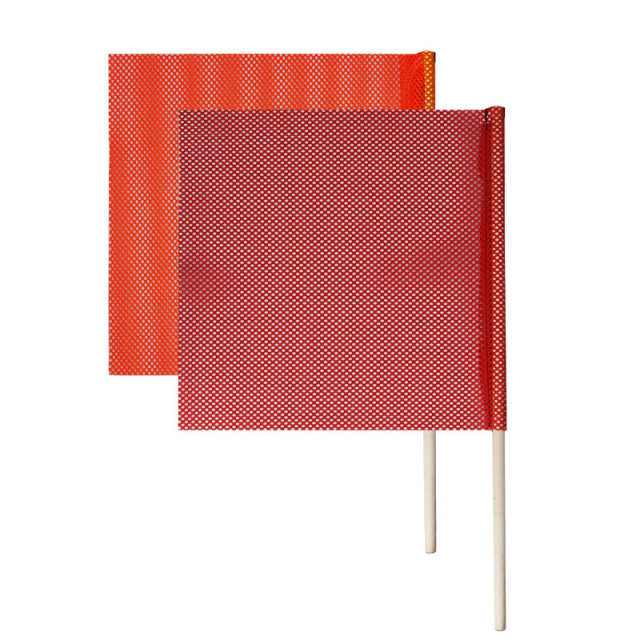 FMCSA 393.87 approved 18 x 18 Inches/24 x 24 Inches Polyester Jersey Mesh Safety Flag With Wooden Dowel