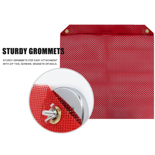 FMCSA 393.87 approved 18 x 18 Inches/24 x 24 Inches Polyester Jersey Mesh Safety Flag With Grommets