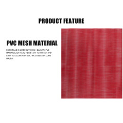 FMCSA 393.87 approved 18 x 18 Inches/24 x 24 Inches PVC Mesh Safety Flag With Bungee Cord