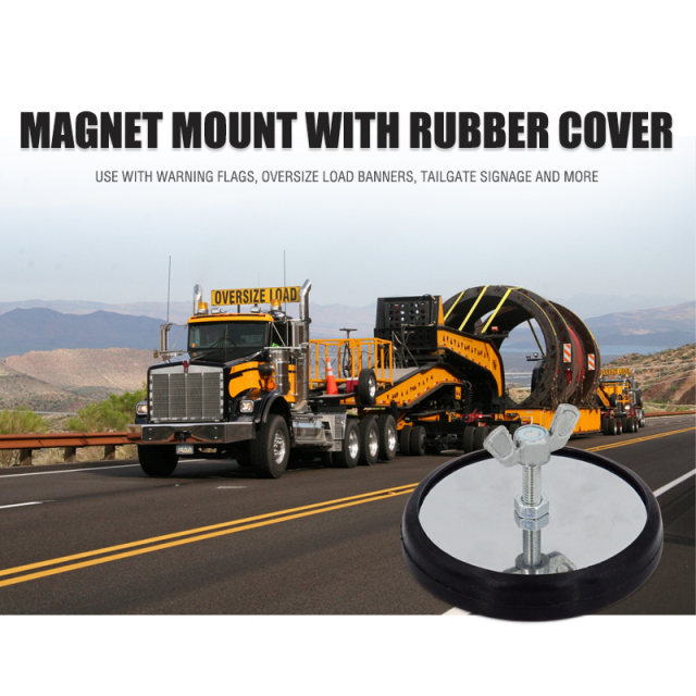 Safety Flag Magnet Mount With Rubber Cover Locking Wing Nut Holder Chromed