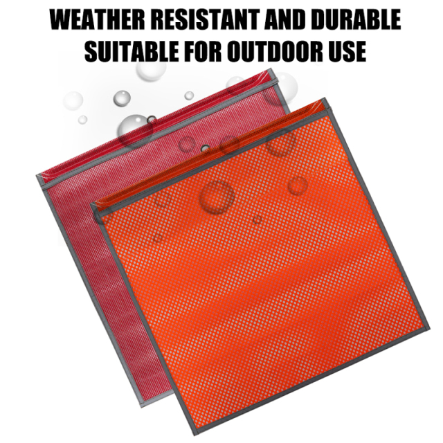 FMCSA 393.87 approved 18 x 18 Inches PVC Mesh Jersey Mesh Safety Flag with Wire Loop ANSI Reflective Webbing