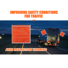 FMCSA 393.87 approved 18 x 18 Inches PVC Mesh Jersey Mesh Safety Flag With Wooden Dowel ANSI Reflective Webbing