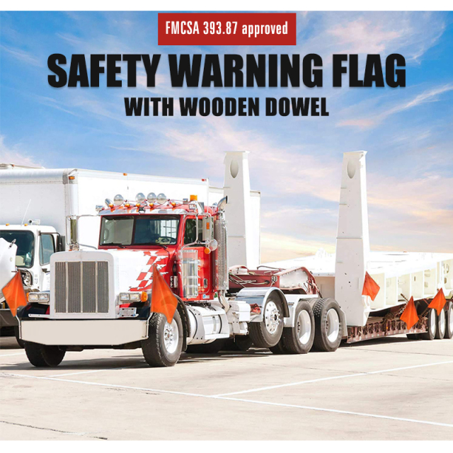 FMCSA 393.87 approved 18 x 18 Inches PVC Mesh Jersey Mesh Safety Flag With Wooden Dowel ANSI Reflective Webbing