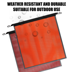 FMCSA 393.87 approved 18 x 18 Inches PVC Mesh Jersey Mesh Safety Flag With Bungee Cord ANSI Reflective Webbing