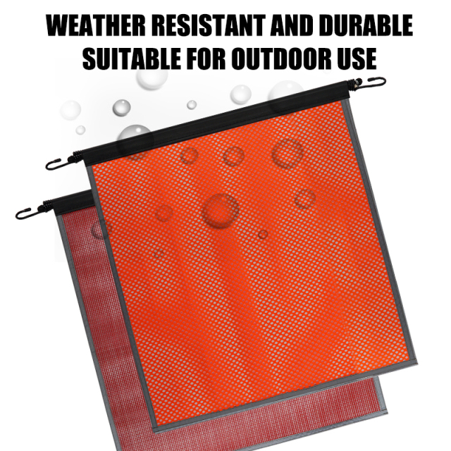 FMCSA 393.87 approved 18 x 18 Inches PVC Mesh Jersey Mesh Safety Flag With Bungee Cord ANSI Reflective Webbing