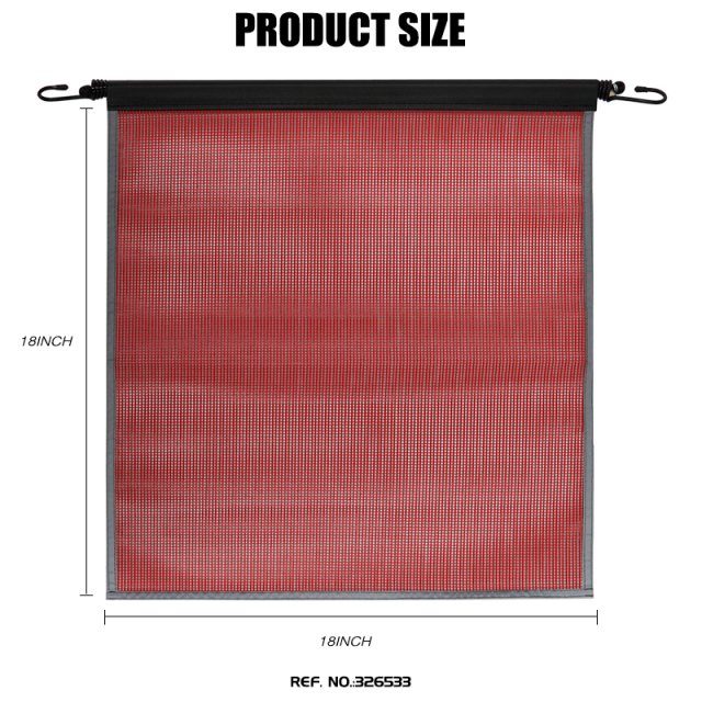 FMCSA 393.87 approved 18 x 18 Inches PVC Mesh Jersey Mesh Safety Flag With Bungee Cord ANSI Reflective Webbing