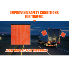 FMCSA 393.87 approved 18 x 18 Inches PVC Mesh Jersey Mesh Safety Flag With Bungee Cord ANSI Reflective Webbing