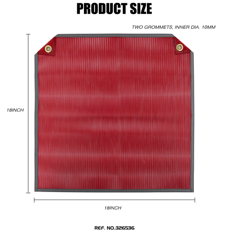 FMCSA 393.87 approved 18 x 18 Inches PVC Mesh Jersey Mesh Safety Flag With Two Grommets ANSI Reflective Webbing