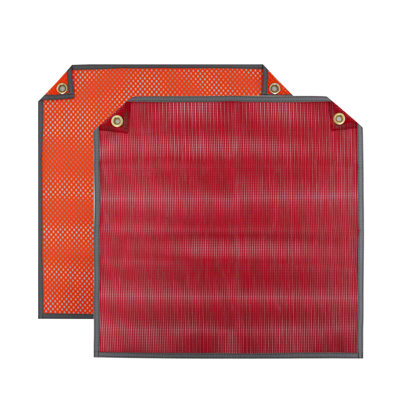 FMCSA 393.87 approved 18 x 18 Inches PVC Mesh Jersey Mesh Safety Flag With Two Grommets ANSI Reflective Webbing