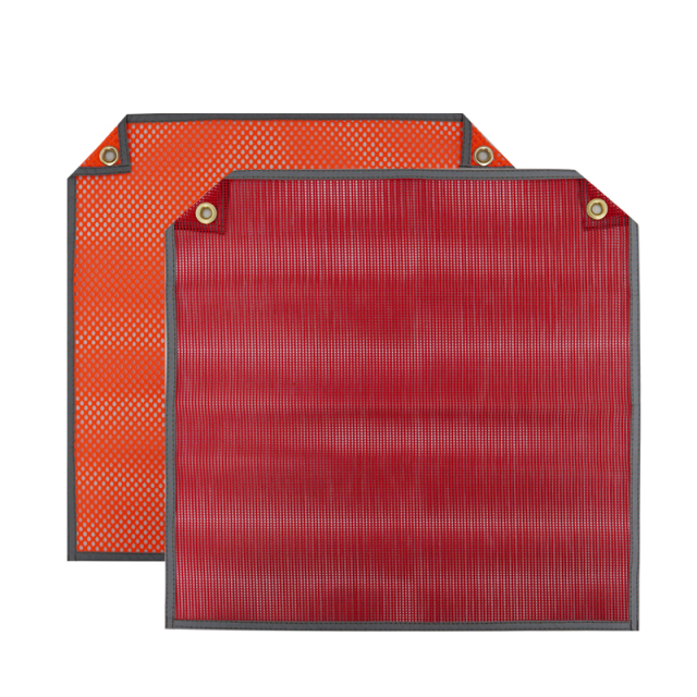 FMCSA 393.87 approved 18 x 18 Inches PVC Mesh Jersey Mesh Safety Flag With Two Grommets ANSI Reflective Webbing