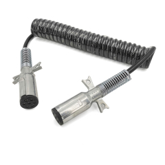 15ft Black Electrical Coil Leads Trailer Electrical Power Cord