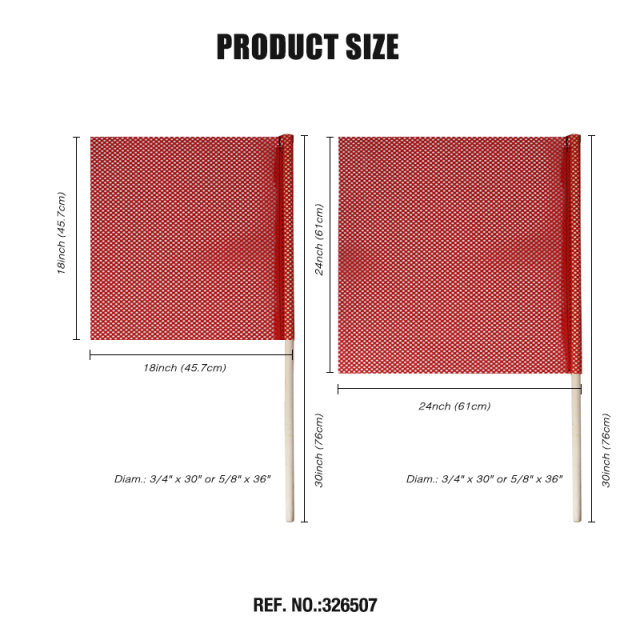 FMCSA 393.87 approved 18 x 18 Inches/24 x 24 Inches Polyester Jersey Mesh Safety Flag With Wooden Dowel