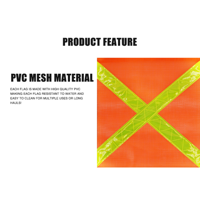 FMCSA 393.87 approved 18 x 18 Inches PVC Mesh Safety Flag With Reflective X