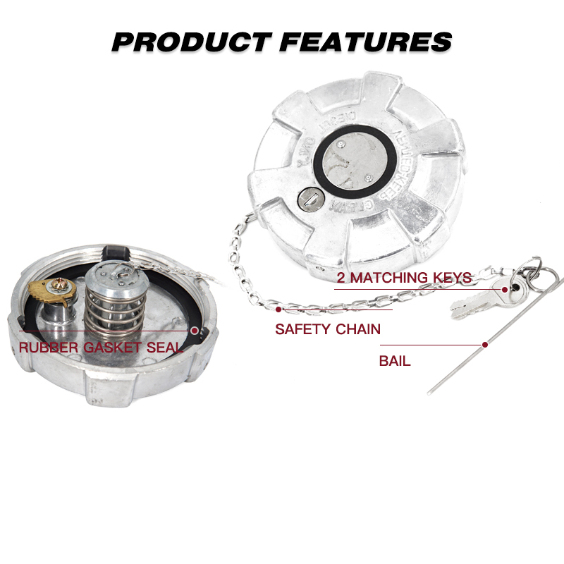 Aluminum Locking Diesel Fuel Cap 4" - 8 NPSF Fuel Tanks Cover Replacement Parts