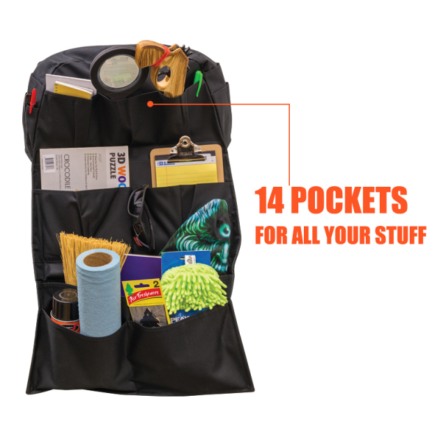 Heavy Duty Seat Back Organizer Car Organizer with Seat Back Storage Pockets and Bag Dispensers